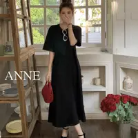 在飛比找蝦皮商城優惠-ANNE｜黑色短袖洋裝 短袖連身裙【AD102178】短袖連