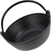 Mobestech Outdoor Cast Iron Camping Pot Non Stick Cooking Cauldron for Stews Soups Grilling Portable Stockpot with Even Heat Distribution for Picnics and Family Meals