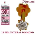 2.8mm Real VVS Diamond Solitaire Nose Lip Labret Monroe Stud Piercing Ring