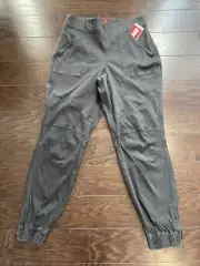 Spanx Cargo Pants Women Size X-Large Black Washed Twill Ankle Stretch NEW