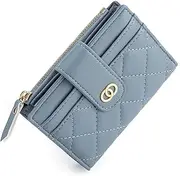 [WEILIAN] Small Wallets for Women PU Leather Card Holder Purse Bifold RFID Blocking Wallet with Zipper Women's Slim Purse, Blue, Bifold