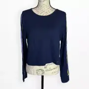Splendid Studio Women's Striped Open Back Long Sleeve Activewear Crop Top