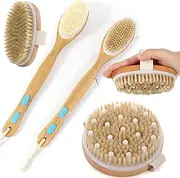 3pcs Back Brush Long Handle for Shower - Soft and Firm Double Sided Exfoliating Bath Body Scrub Brush for Men and Women - Use Back Showering Scrubber Wet for Washing / Scrubbing - Use Dry for Exfoliation