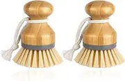 Pack of 2 Bamboo Palm Scrub Brushes - Ideal for Dishes, Pots, Pans, and Kitchen Sink Cleaning
