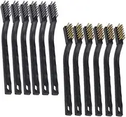 HEALEEP Stainless Steel Wire Brush Set 12pcs Scratch Wire Brush for Paint Stains Mini Cleaning Brush for Machinery
