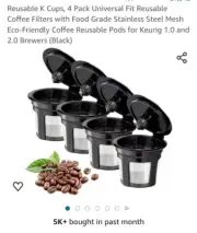 Reusable K Cups, 4 Pack Universal Fit Reusable Coffee Filters with Food Grade...