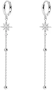 [Generic] Exquisite Zircon-studded Star And Moon Temperament Small Piercing Earring Earngs Jewelry Pendientes
