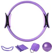 Pilates Ring and Ball Set - 5 Piece Exercise Equipment Gym Accessories Pilates Ring Yoga Ball Resistance Bands Stretching Belt Yoga Bands for Women