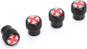 Metal Black British Flag Wheel Valve Stem Cap Cover Screw for Mini Cooper R50 R52 R53 R55 R56 R60 F54 F55 F56 F60 (Union Jack)