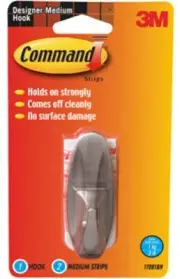 Command Medium Plastic Designer Hooks 3.125 in. L 1 pk (Pack of 8)