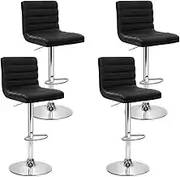 Artiss Bar Stools Stool Set of 4 Adjustable Kitchen Swivel Counter Barstools Dining Chair Gas Lift Leather Black in 66-79cm Seat Height Floor for Home Bar Dining Room Cafe Outdoor Indoor