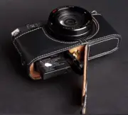 Genuine Real Leather Half Camera Case Bag Cover For Pentax MX-1 MX1 Bottom Open