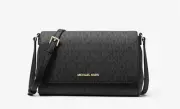 Michael Kors Mercurio Medium Black Leather Crossbody Messenger Bag