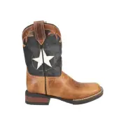 Roper Monterey Star Square Toe Cowboy Youth Girls Black, Brown Casual Boots 09-