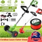 2 Battery Cordless Grass Trimmer Lawn Electric Whipper Snipper Strimmer 9 Blades