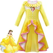 New Disney Belle Princess Dress Cospaly Beauty and The Beast Long Sleeve Dresses