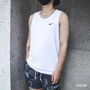 NIKE DRI-FIT TANK 白色 小勾 基本款 棉質 吸濕排汗 快乾 背心 男款【AR6070-100】