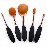 [Yoseng] Oval Foundation Brush 5 Pcs Toothbrush makeup brushes(Black handle rose gold)