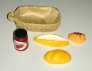 Dollhouse Miniature Food Assorted Bread Basket Jam