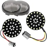 Vuzmode Front Rear Bullet 2 SMD 1157 LED Amber White amp; RED RED Turn Signal Running Light Insert Bulb with Smoke Lens Compatible, for Harley, Two Pair Motorbike Signal Lamp Shell