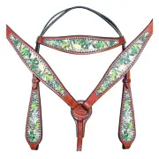 72BH Western Horse Headstall Breast Collar Set American Leather Hilason