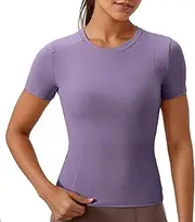 [Neteson] Sports T-Shirt Women's Short Sleeve Sports Shirt Running Women Workout Tops Fitness Sports Tops Crew Neck Athletic Breathable Gym Yoga Top