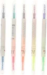 DOITOOL 1set Colorful Fluorescent Highlighter Dual Tip Markers with Chisel Ends for Smooth Writing for Students Creative Projects 5pcs