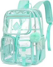 [Cuayxox] Clear Backpacks for School, Heavy Duty PVC Transparent Bookbag for Girls Boys See Through School Bag Back Pack