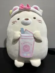 NWT Japan Sumikko Gurashi Tapioca Boba Milk Tea Neko Cat Stuffed Plush 16” RARE