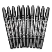 10x Tattoo Surgical Markers Dual Fine Nibs Alcohol Base Black Sketching Pen Bulk