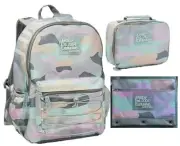 Justice Pastel Camo Girls Backpack, Lunch Box and Pencil Case New