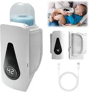 AVCXEC Baby Bottle Warmer, Portable Bottle Warmer, 6000 mAh Bottle Warmer Baby On The Go with LCD Display, 6 Temperature Levels to Choose from, USB Charging, Baby Bottle Warmer for Most Bottles