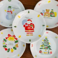 在飛比找Yahoo!奇摩拍賣優惠-5只價！日本中古 聖誕甜品碟 聖誕老人 雪人 聖誕樹餐碟 聖