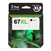 2PK 67XL Ink Cartridges Black For HP DeskJet 2755 4155 4158 Envy 6000 6052 6455