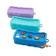 Fun Express Light Blue, Green & Purple Rubber Charm Pencil Cases - 8 1/2" x 4",