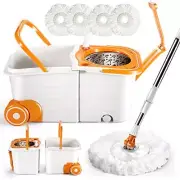 Znm Mop And Bucket With Wringer Set Spin Mop System With Wheels Mops And Detacha