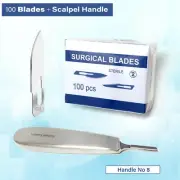 100 Sterile Scalpel Blades #60 + Handle #8 - Autopsy Post Mortem Surgical Dental
