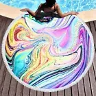 Round Beach Towel 60" Blanket Quick Dry Tassle Fringe Geode Abstract Design