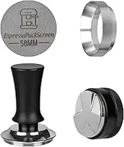 BUWILRQ 58mm Espresso Tamper Set - Spring-loaded Coffee Tamper, Adjustable Depth Espresso Distributor Leveler, Magnetic Dosing Funnel Aluminum Metal, Reusable Puck Screen, Fit for 58mm Portafilters