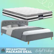 King Package | Tarcoola Bed Grey & Normay Pillow Top Mattress (Medium Firm)