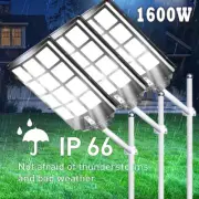 99000000LM 1600W LED Street Light Solar Power with Pole Remote Waterproof Garden
