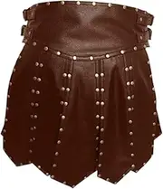 Frediuo Men Roman PU Leather Skirt Roman Gladiator Kilt Adjustable Waistline Adjustable Men Cosplay Kilt Utility Kilt for Larp Party
