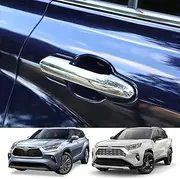 YAKANEY for Toyota RAV4 2019-2023 Door Handle Cover Trims, for Toyota Highlander 2020-2023 Chrome Exterior Sporty Decorative Strip Cover Molding Trims (with Smart Key Hole)