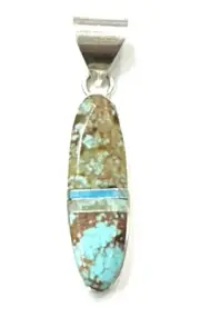 Navajo Native Handmade #8 Turquoise Pendant Inlay By Harold Smith Rare