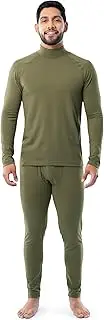 [Fruit of the Loom] Men's Sueded Jersey Mock Neck Thermal Underwear Base Layer Set