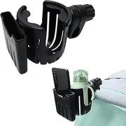 Stroller Cup Holder with Phone Holder, Universal Bottle Holder for Wheelchair, Walker, Bike, Scooter, Stroller Accessories, Gifts for Women, Mom, Men