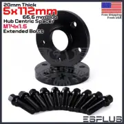 [2] 20mm Thick Audi 5x112mm CB 66.6 Wheel Spacer Kit 14x1.5 Ext Bolts Included (for: Audi)