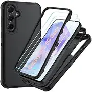 [Suncasetor] for Samsung Galaxy A35 5G Case with HD Screen Protector [3 Layer] Military-Grade Heavy-Duty Shockproof Protective Case (Black/Black)