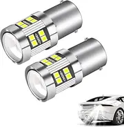 QBDIANGEN 2 Pcs P21w 1156 Ba15s LED Bulbs White 6000K 6W 12V-24V RV Interior Lights Super Bright, for Reverse Light Brake Turn Signal Auto Backup Rear Fog Lamp Stop Tail Position Bulbs