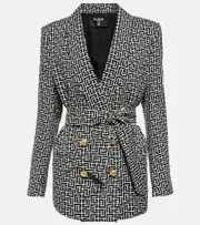 [Balmain] Balmain Double-breasted monogram jacket UK 6 black